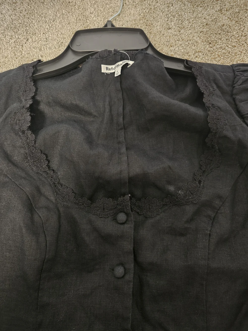 NWT Reformation Minette Lace Puff Sleeve Top Size 4